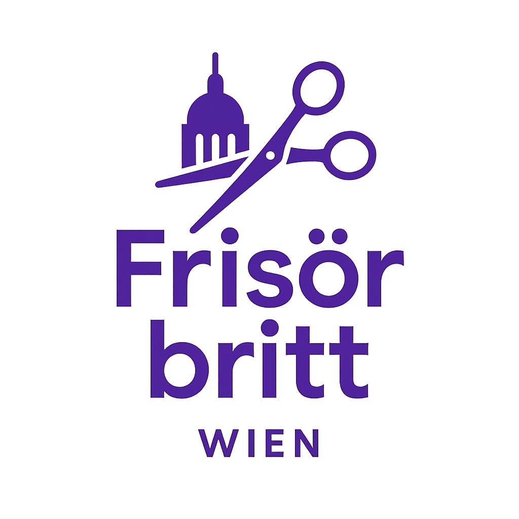 modern minimal vector logo for a brand called ‚Frisör britt‘ with primary color Lila. Keywords: Wien