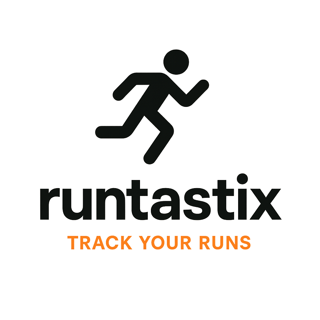 Logo generiert mit Prompt: modern minimal vector logo for a brand called 'runtastix' with the tagline 'track your runs' with primary color schwarz and secondary color orange. Keywords: App für sportler, eine App die Läufe tra