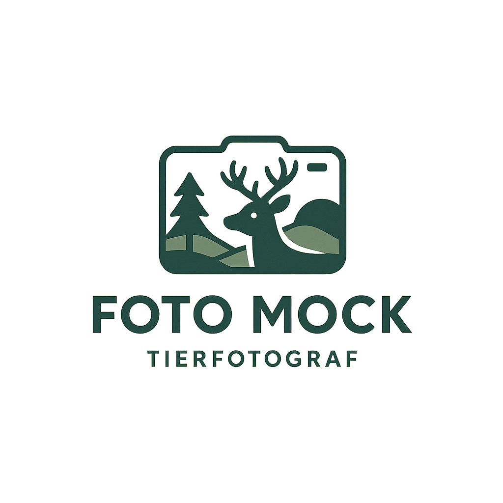 Logo generiert mit Prompt: modern minimal vector logo for a brand called 'Foto Mock' with the tagline 'Tierfotograf'. Keywords: Teirfotografie in der Natur Österreichs